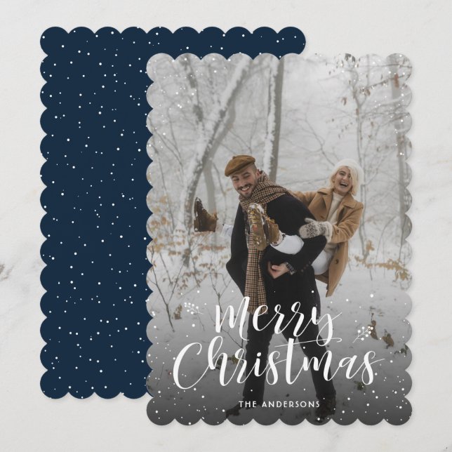 Blått kort för solljus God jul (Fram/baksida)