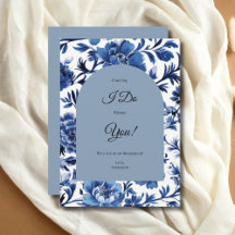 Blått kort för Toile-Blommigt, Bridesmaid-Frieri