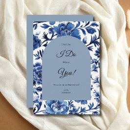 Blått kort för Toile-Blommigt, Bridesmaid-Frieri
