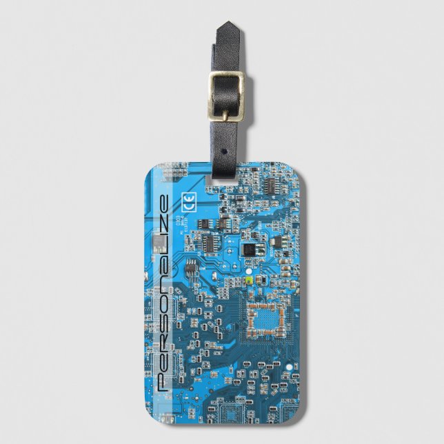Blått kretskort med tryckt kretsuppsättning PCB Bagagebricka (Framsida vertikal)