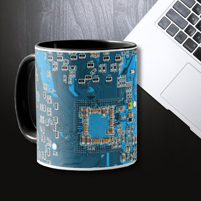Blått kretskort med tryckt kretsuppsättning PCB Mugg (Skapare uppladdad)