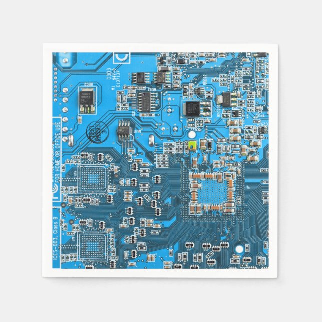 Blått kretskort med tryckt kretsuppsättning PCB Pappersservett (Framsidan)