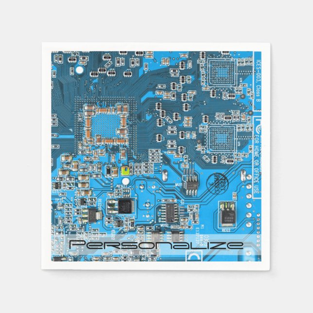 Blått kretskort med tryckt kretsuppsättning PCB Pappersservett (Framsidan)