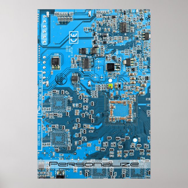 Blått kretskort med tryckt kretsuppsättning PCB Poster (Framsidan)