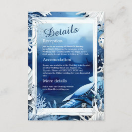 blått kustinspirerat bröllopsbiljettinsats tilläggskort