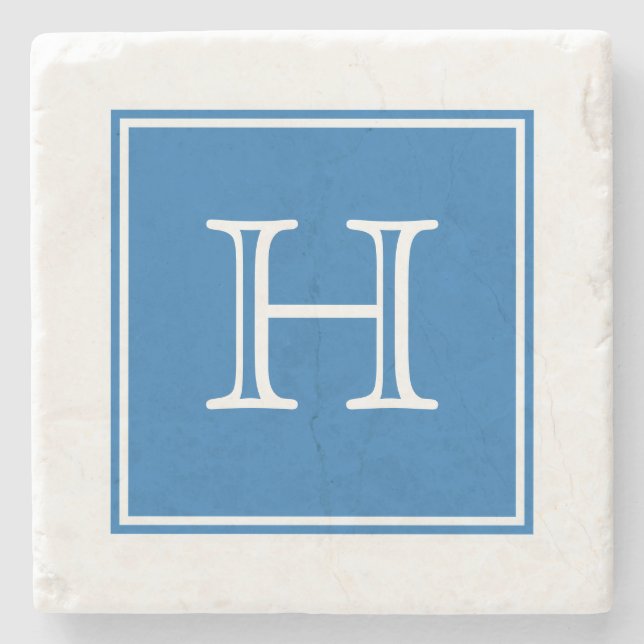 Blått kvadratiskt monogramstenUnderlägg Underlägg Sten (Framsidan)