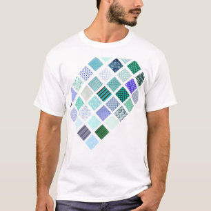 Blått kvadrerar mosaikmönster tee