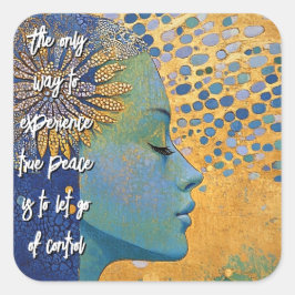 Blått kvinnligt låt kontrollmärke gå fyrkantigt klistermärke