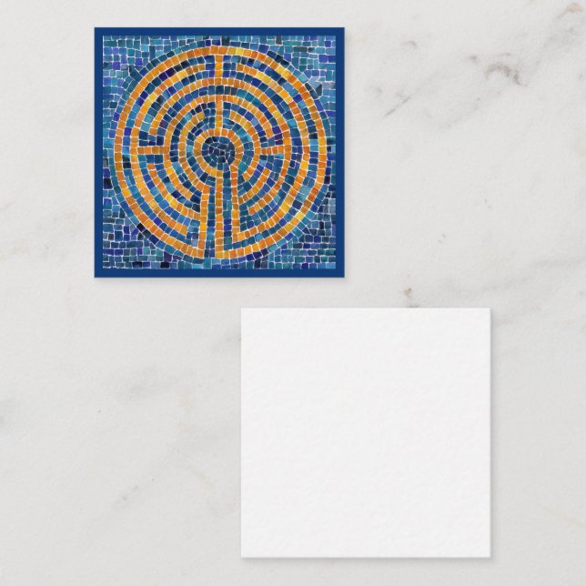 Blått LABYRINTH IV 2,5x2,5-kort - blått Anteckningskort (Fram/baksida)