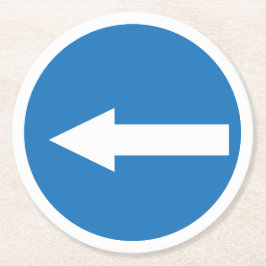 Blått Lämnat pilvägstecken | Underlägg från Anpass Papper Rund