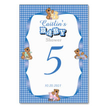 Blått Land-skal med Bordsnumren Baby Bears