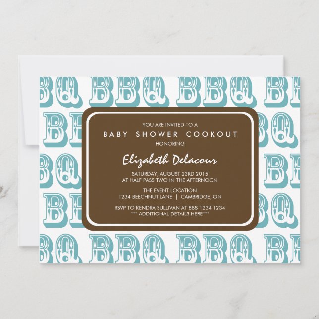 Blått Land Western BQ-babyblåshuggarinbjudan Inbjudningar (Framsida)