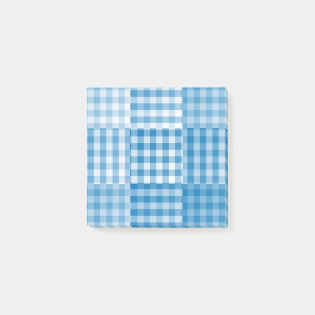 Blått lapptäcks-mönster post-it block (Framsida)