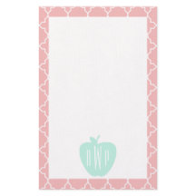 Blått + Lärare för korallQuatrefoil Monogram