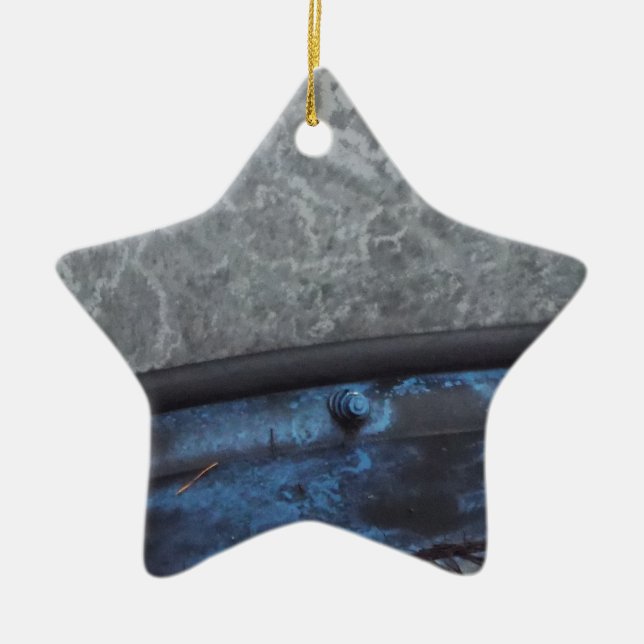 Blått Lastbil-fostrat fönster Julgransprydnad Keramik (Framsidan)