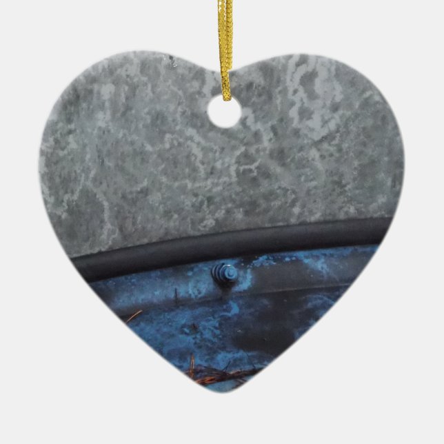 Blått Lastbil-fostrat fönster Julgransprydnad Keramik (Framsidan)