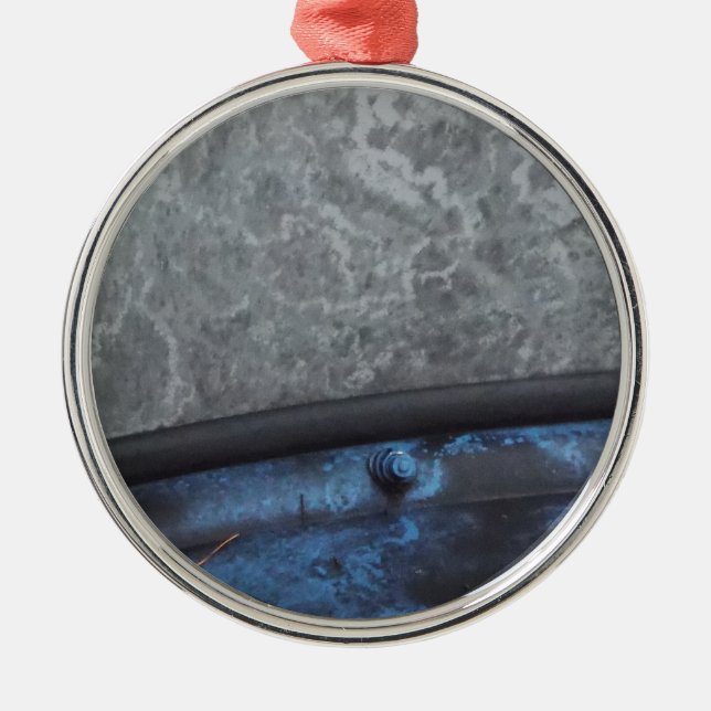 Blått Lastbil-fostrat fönster Julgransprydnad Metall (Framsidan)