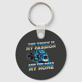 Blått Lastbil-hastighetspassage - startdrivrutinsd Nyckelring