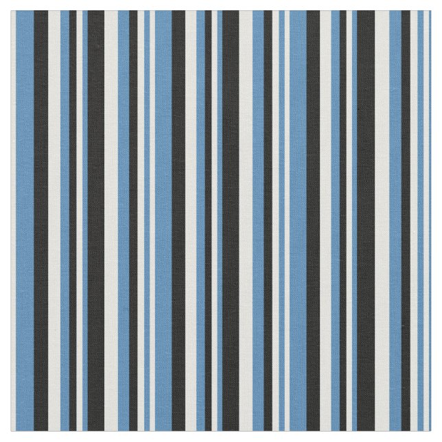 Blått, lätt cyan och svart Rand Tyg (Närbild)