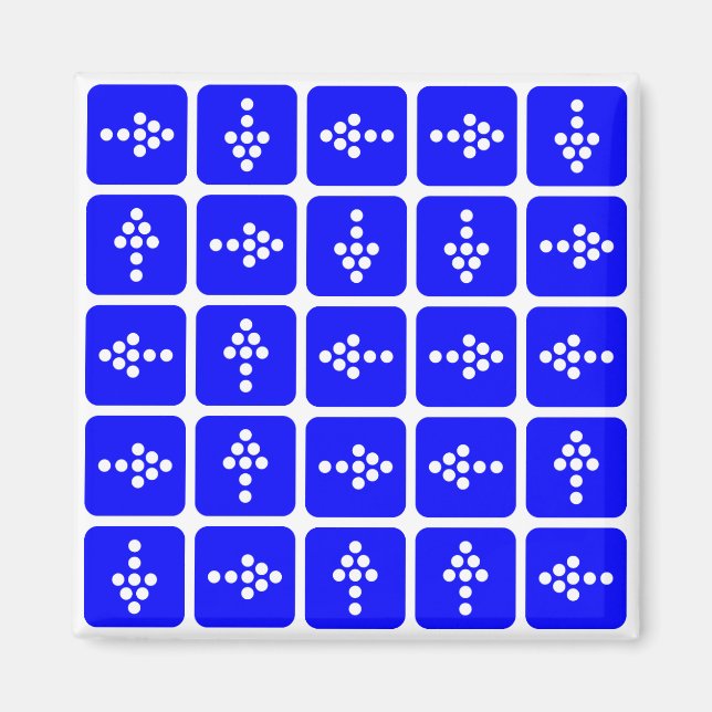 Blått LED-pilkvadrat Magnet (Framsidan)