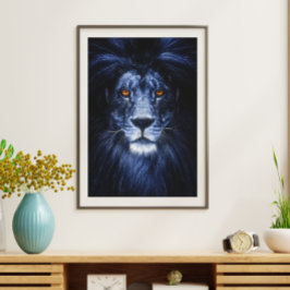 Blått Lejont djurskydd i Porträtt Poster