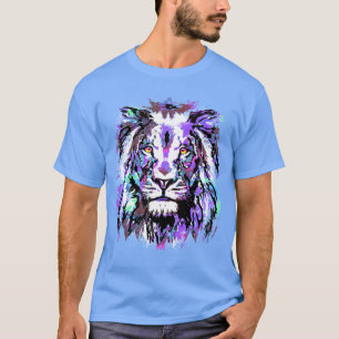 Blått Lejont huvud - Realistiskt Lejona Ansikte T Shirt