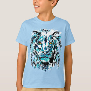 Blått Lejont huvud T-Shirt Lejon transport