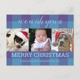 Blått Lila 3 Fotokollage jul Vykort