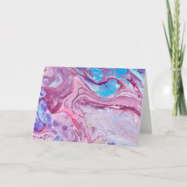 Blått Lila Abstrakt Akrylvätskekonst Kort