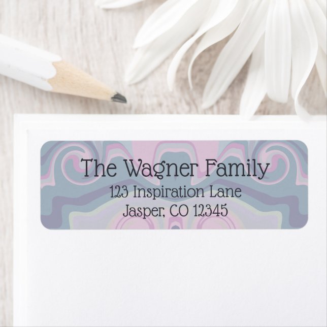 Blått Lila Abstrakt Swirl-spiritivitet Returadress Etikett (Insitu)