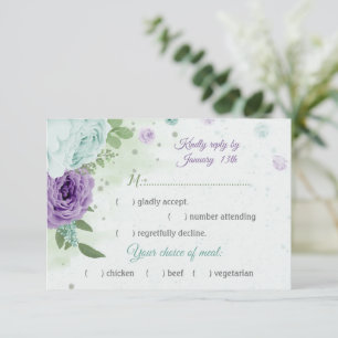 Blått lila blommor greenery botaniskt måltidsval OSA kort