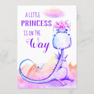 *~* Blått Lila Dragon Flicka Shower-inbjudan Inbjudningar