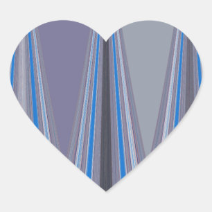 Blått, Lila, Grått Chevron Art-utskrift Hjärtformat Klistermärke