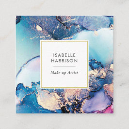 Blått lila guld, bläck, affärskort fyrkantigt visitkort