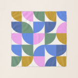 Blått Lila i Cute Colorful Modern Geometric Shapes Sjal<br><div class="desc">En roligt i mitten av århundradet återger moderna stil-geometriska former mönster i söta färg-skuggor av blått,  senap,  grönt och violett.</div>