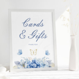 Blått lilla fjärilskort och gåvor poster