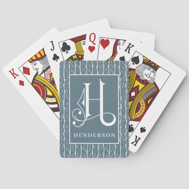  Blått linjemönster H-monogram, Casinokort (Baksidan)