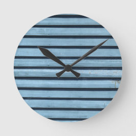 Blått Linjer (medelstort) Vägglås Rund Klocka