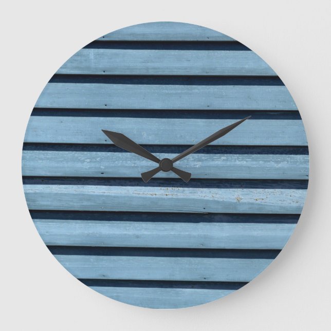 Blått Linjer (stort), rund väggklocka (Framsida)