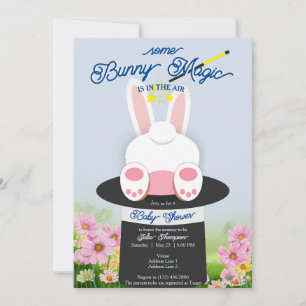 Blått litet magiskt Hat Trick Garden Baby Shower Inbjudningar