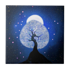 Blått Livets träd keramiskt plattstål Kakelplatta