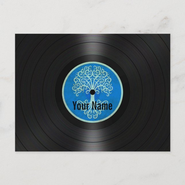 Blått Livets träd-Personlig-vinylpost Vykort (Framsida)