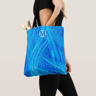 Blått ljus Abstrakt Mönster Monogram Tygkasse