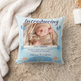 Blått ljus födelsemeddelande - anpassa kudde