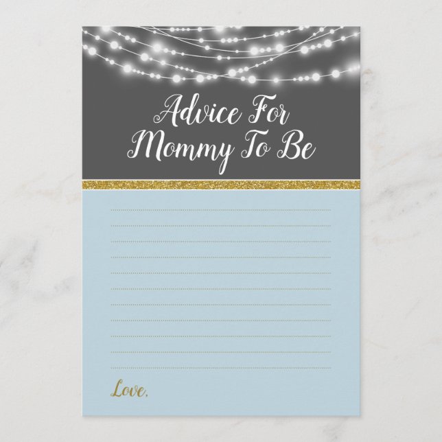 Blått Ljus-råd för Mamma Shower Game Guld Grått Rådkort (Framsida)