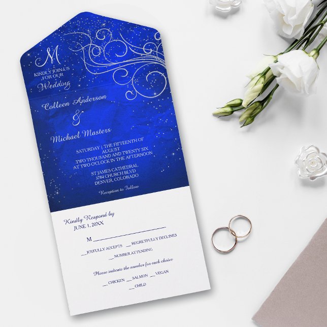 Blått ljus Silver Swirl Monogram-foto (Skapare uppladdad)