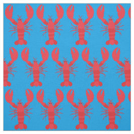 Blått Lobster Print Fabric Blue Tyg