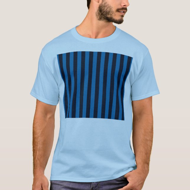 Blått Lodrät Rand-bakgrund Anpassa detta! T-shirt (Framsida)