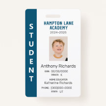 Blått Lodrät Rand Homeschool Student ID-brige