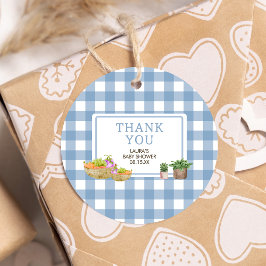 Blått, lokalt odlat, babykläder för lantbrukare gåvor etiketter